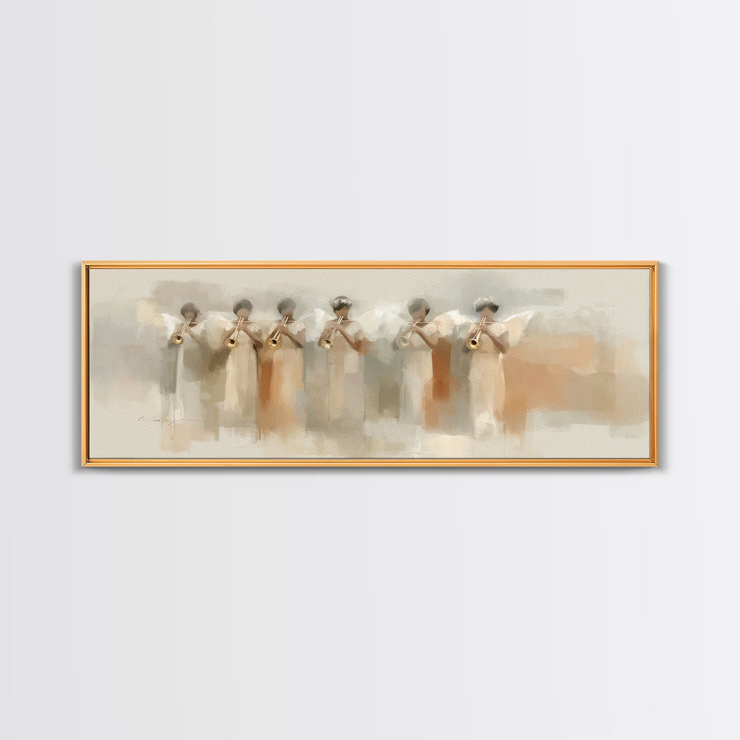 Trumpets Of Glory | Framed Canvas Print | Christian Art Canvas | Panoramic Painting | Christian Wall Art | Large Christian Art