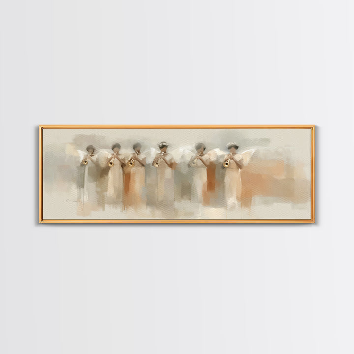 Trumpets Of Glory | Framed Canvas Print | Christian Art Canvas | Panoramic Painting | Christian Wall Art | Large Christian Art