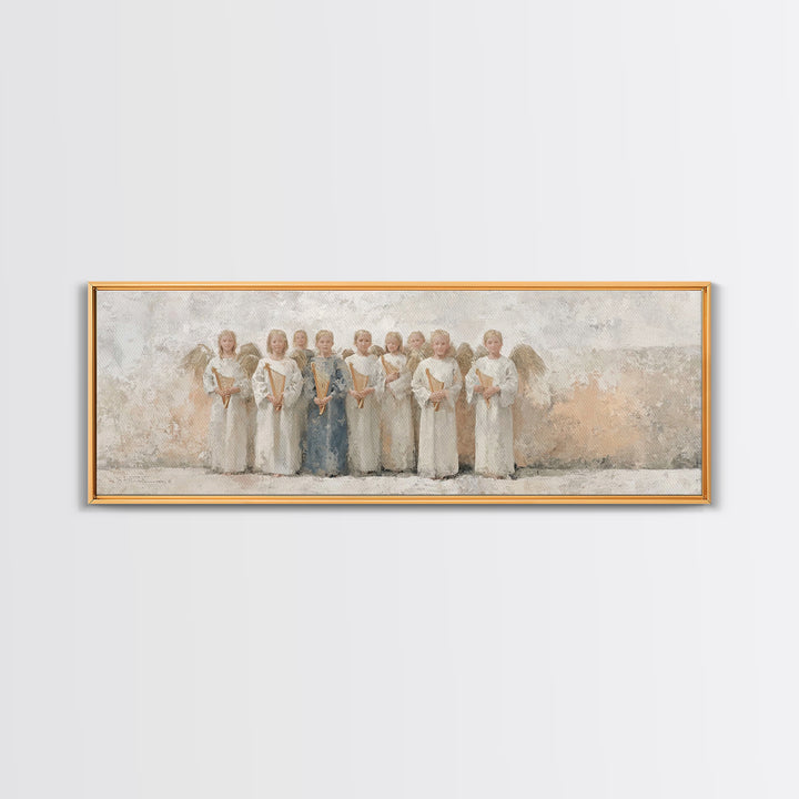 Heaven’s Gentle Choir – Framed Canvas Print – Christian Wall Art – Panoramic Art – Christian Art Canvas – Christmas Art Prints