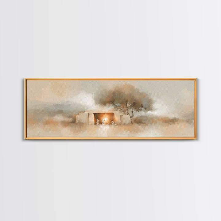 Nativity Hill Light – Framed Canvas Print – Panoramic Print – Christian Christmas Art – Christian Wall Art – Jesus Art Print – Christmas Ar
