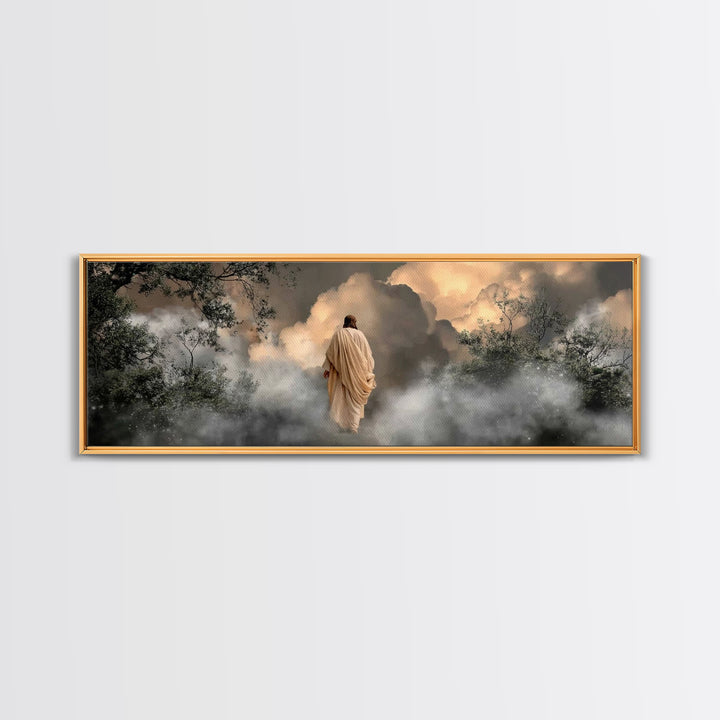 Holy Path Wonder, Framed Canvas Print, Jesus Wall Art, Christian Art Canvas, Modern Christian Art, Panoramic Wall Art, Christian Painting