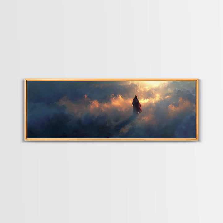 Heavenly Ascent Path | Framed Canvas Print | Jesus Painting | Christian Art Work | Large Christian Painting | Panoramic Print | Christian W