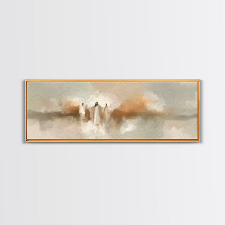 Sacred Gathering Light – Framed Canvas Print – Christian Art Canvas – Modern Christian Painting – Panoramic Art – Christian Wall Art – Chri