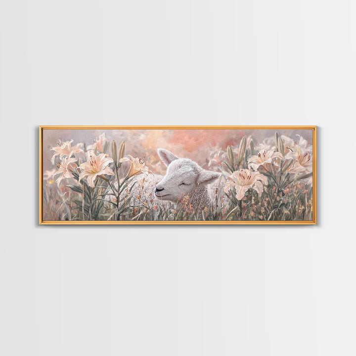 Garden Of Gentle Rest | Framed Canvas Print | Christian Wall Art | Christian Art Canvas | Christian Decor For Home | Panoramic Art | Christ