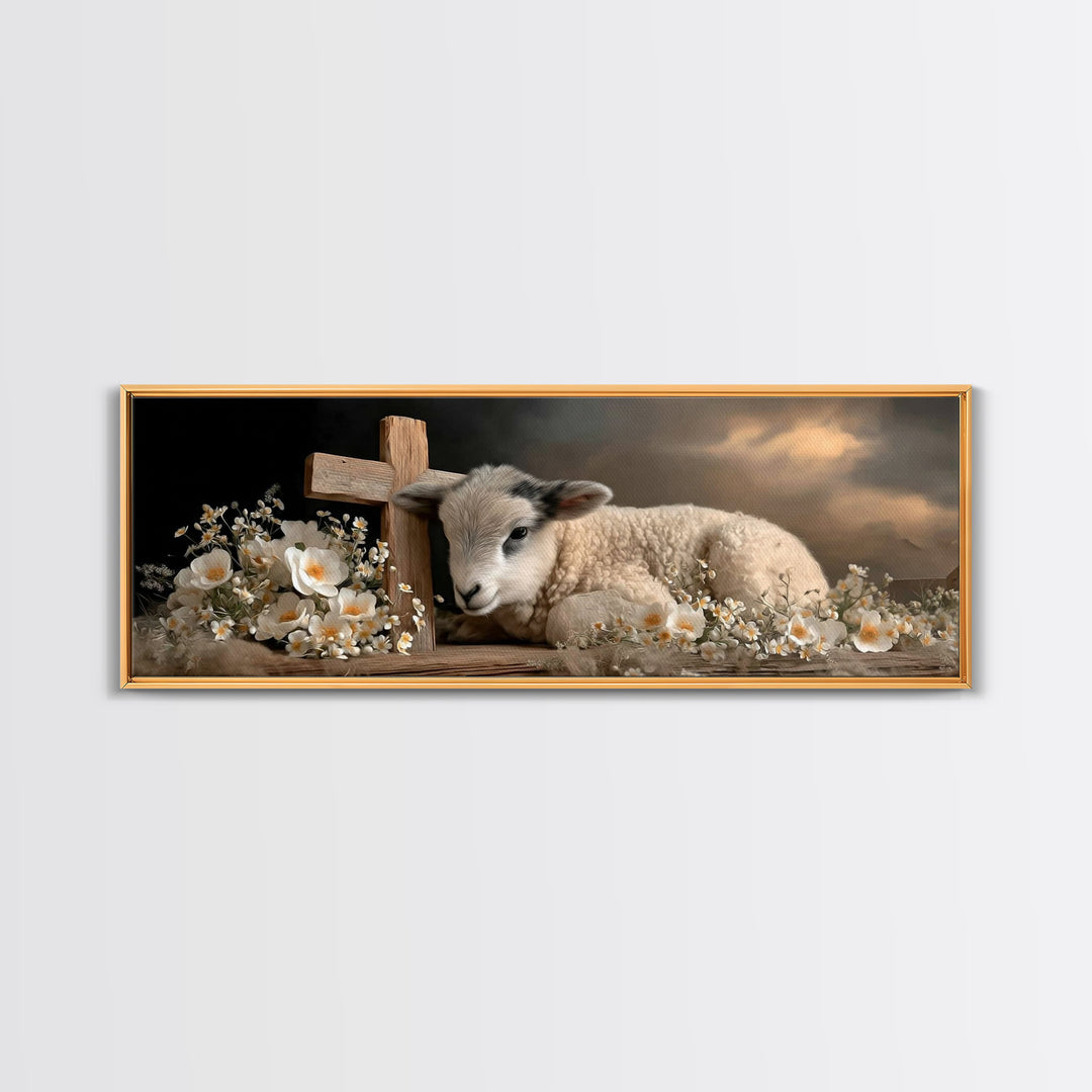 Cross Of Mercy | Framed Canvas Print | Christian Wall Art | Panoramic Print | Christian Art Work | Christmas Wall Art | Modern Christian Ar