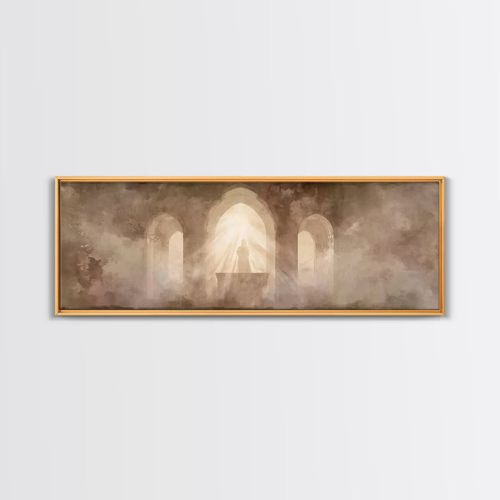 Sanctuary Light | Framed Canvas Print | Christian Wall Art | Christian Art Canvas | Jesus Painting | Panoramic Print | Christian Art