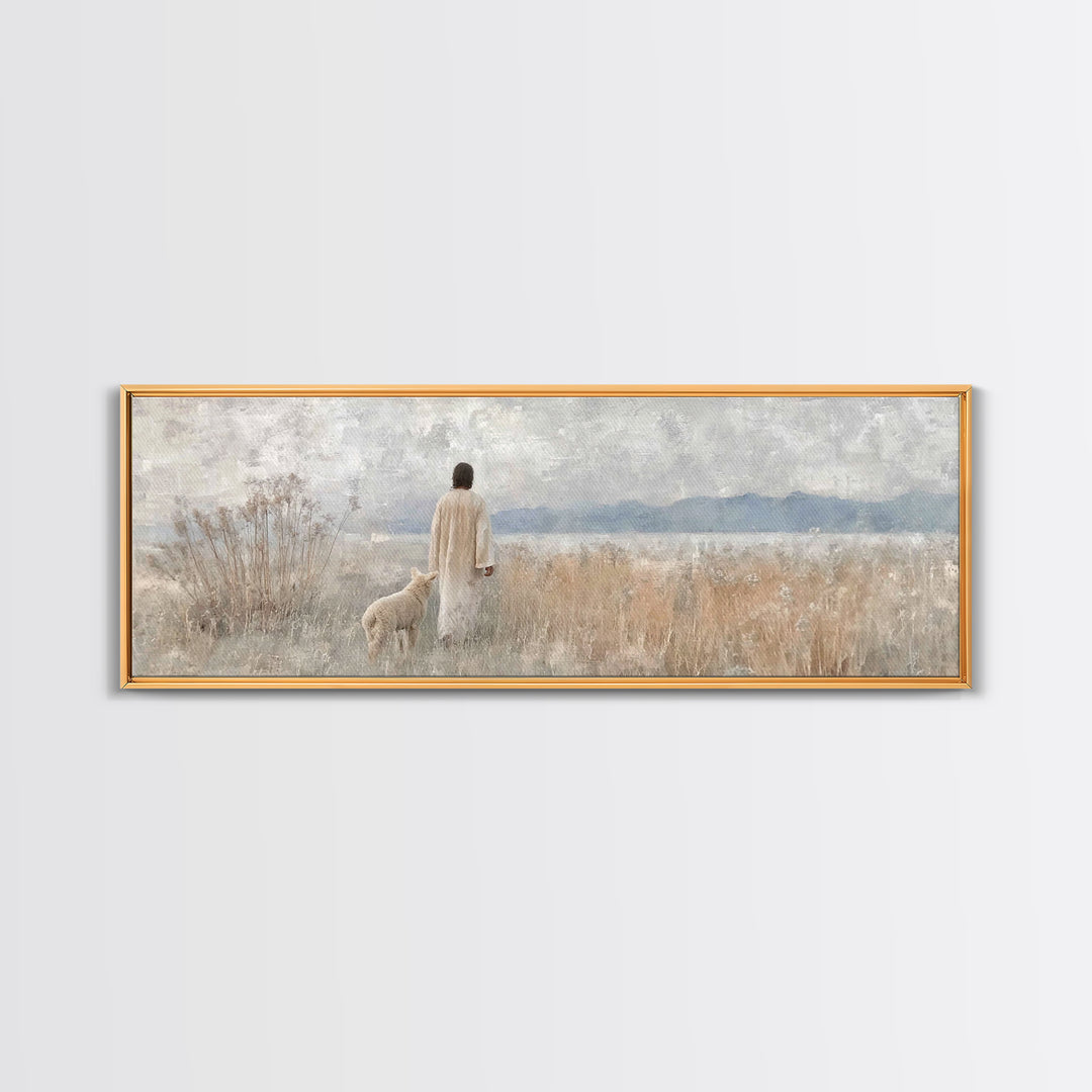 Grace In The Mist, Framed Canvas Print, Panoramic Painting, Christian Art Canvas, Jesus Painting, Christian Art, Christian Wall Art, Christ