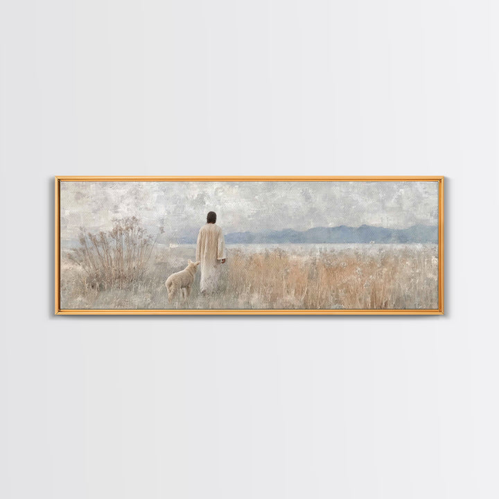 Grace In The Mist, Framed Canvas Print, Panoramic Painting, Christian Art Canvas, Jesus Painting, Christian Art, Christian Wall Art, Christ