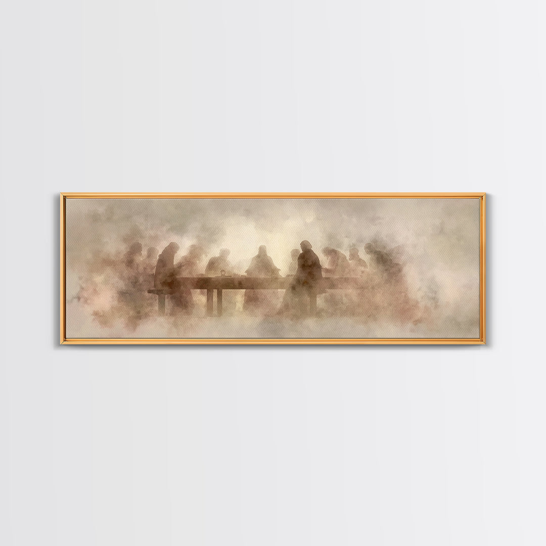 Last Supper Mist | Framed Canvas Print | Christian Art | Panoramic Art | Christian Wall Art | Christmas Art | Jesus Canvas Art