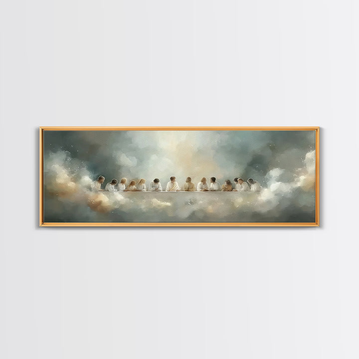 Radiant Fellowship, Framed Canvas Print, Christian Wall Art, Panoramic Wall Art, Christian Art Canvas, Jesus Painting, Christmas Art