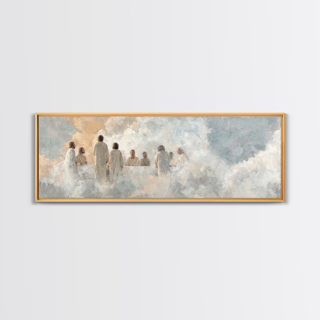 Supper Of Light – Framed Canvas Print – Christian Art – Panoramic Art – Christian Wall Art – Jesus Christmas Art – Christian Decoration