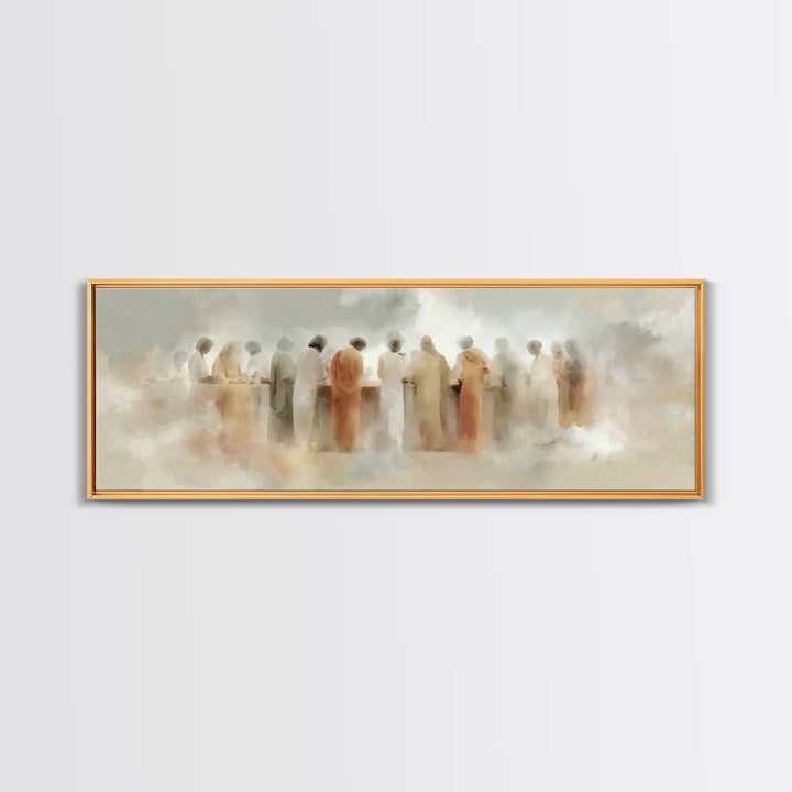 Cloudborne Gathering | Framed Canvas Print | Christian Art | Jesus Wall Art | Panoramic Painting | Christian Christmas Decor | Christian Ar