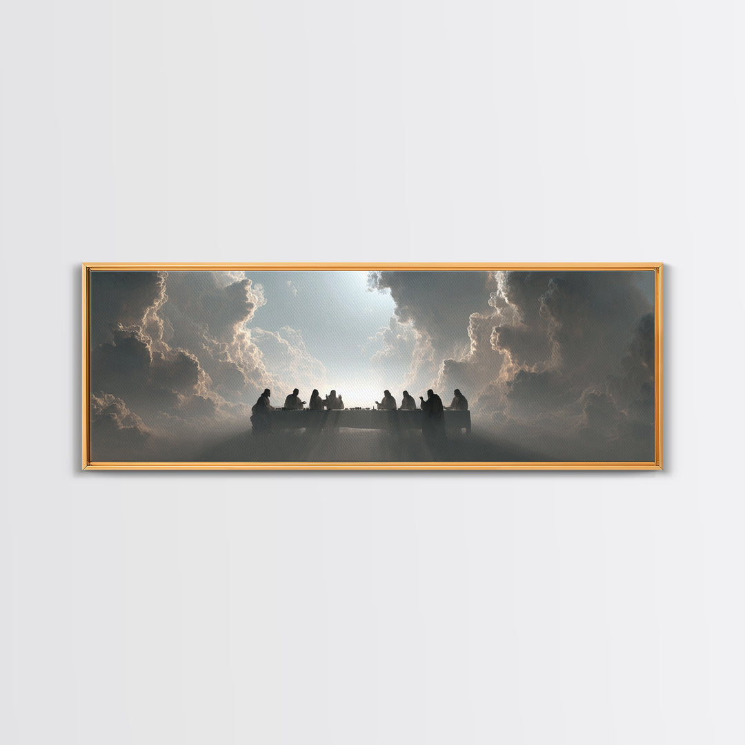 Heaven’s Table, Framed Canvas Print, Christian Art Canvas, Panoramic Print, Jesus Painting, Christian Wall Art, Christmas Art Prints