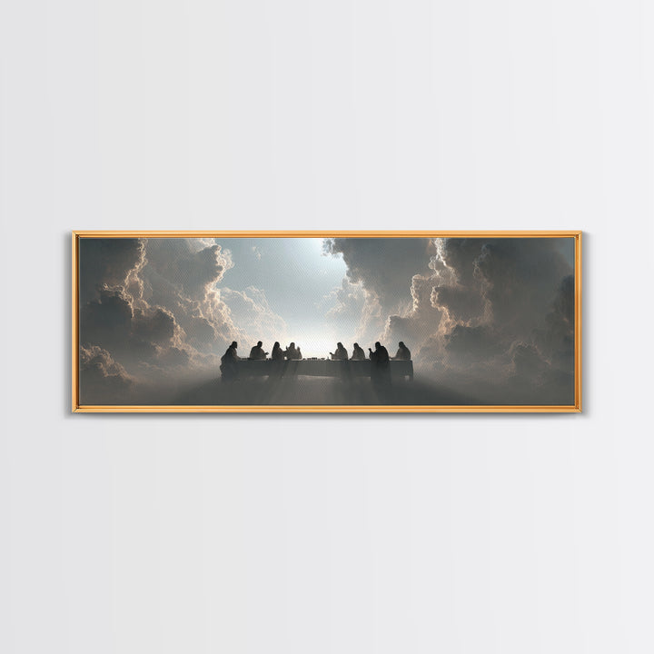 Heaven’s Table, Framed Canvas Print, Christian Art Canvas, Panoramic Print, Jesus Painting, Christian Wall Art, Christmas Art Prints