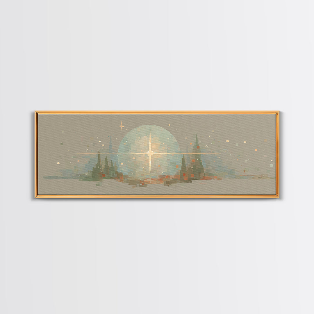 Bethlehem Dawn – Framed Canvas Print – Christian Art Canvas – Panoramic Painting – Christmas Art – Christian Wall Art – Modern Christian Ar