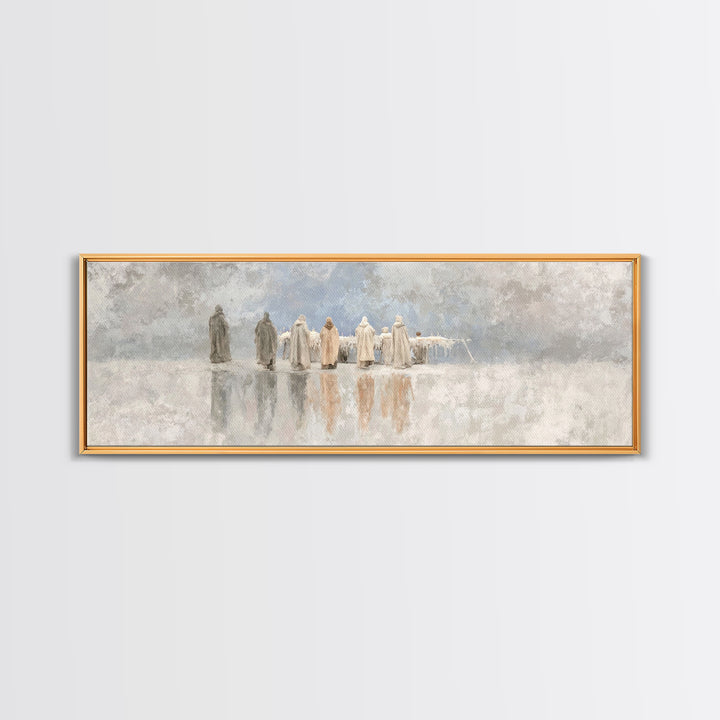 Welcoming Light | Framed Canvas Print | Christian Art Canvas | Panoramic Art | Framed Christmas Art | Christian Wall Art | Christmas Art