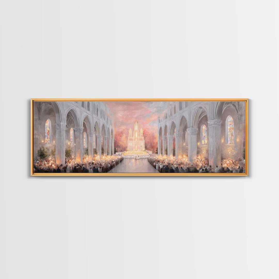 Dawn Of Worship | Framed Canvas Print | Christian Art Canvas | Panoramic Wall Art | Christmas Art Prints | Christian Christmas Art | Modern