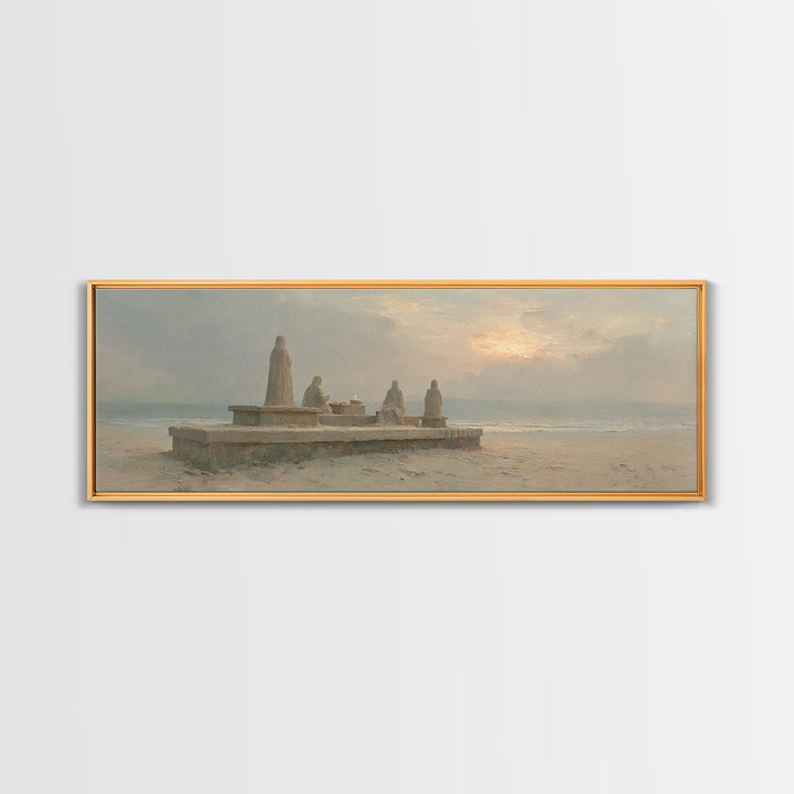Seaside Offering Dawn | Framed Canvas Print | Christian Art Canvas | Christian Painting | Modern Christian Art | Panoramic Print | Christia