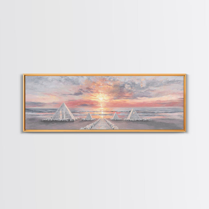 Shoreline Pyramids Light | Framed Canvas Print | Christian Wall Art | Christmas Art Prints | Christian Art Canvas | Panoramic Painting | Ch