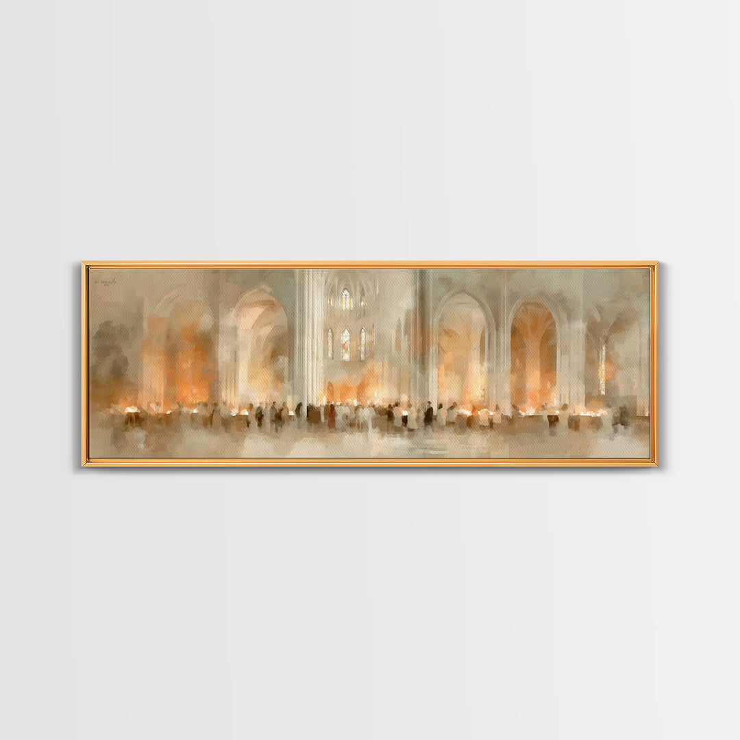 Procession Of Light, Framed Canvas Print, Christian Christmas Art, Panoramic Art, Christian Wall Art, Christmas Canvas Wall Art, Christian