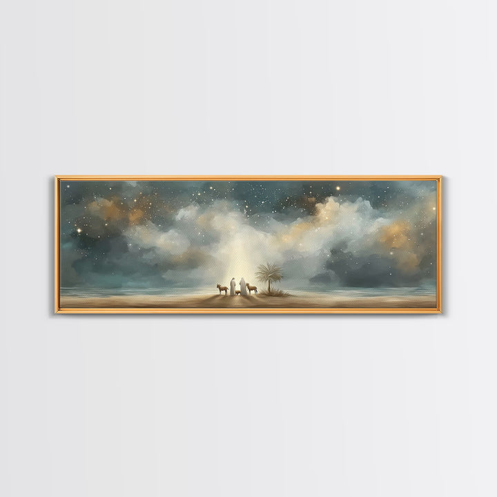 Little Holy Rest – Framed Canvas Print – Christian Christmas Art – Christian Art Canvas – Panoramic Painting – Jesus Christmas Art – Christ