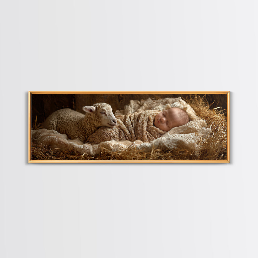 Soft Bethlehem Calm | Framed Canvas Print | Panoramic Painting | Christian Christmas Art | Christian Art Canvas | Christian Wall Art | Jesu