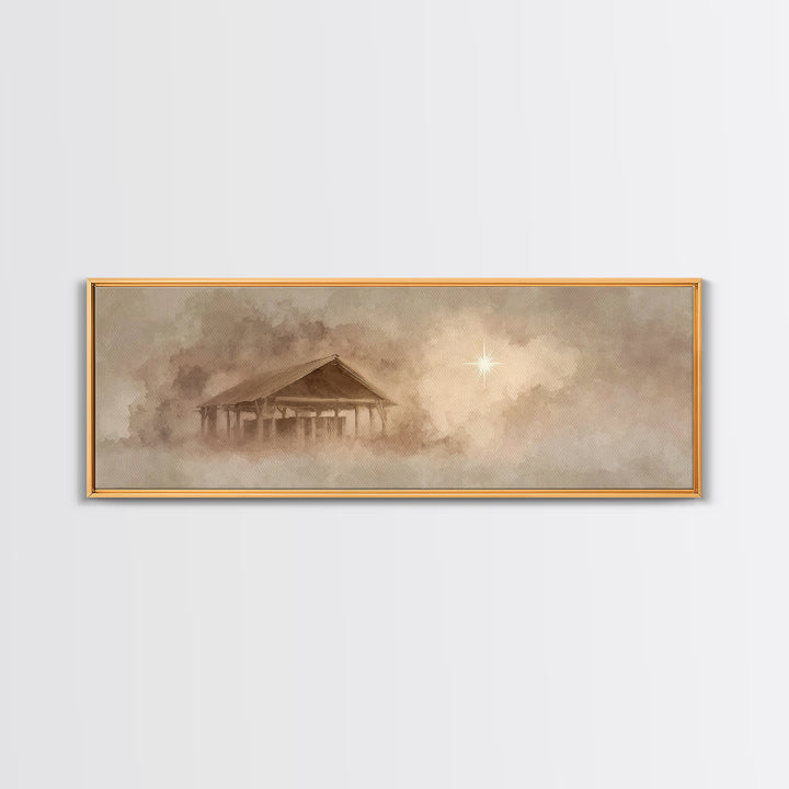Morning Star Journey – Framed Canvas Print – Christian Art – Panoramic Art – Christmas Wall Art – Christian Art Canvas – Jesus Painting