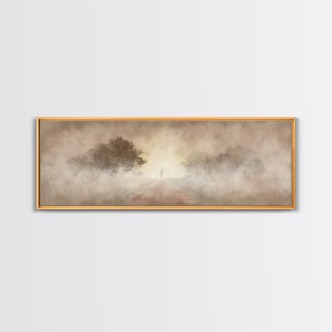 Solitary Road Grace | Framed Canvas Print | Christian Wall Art | Panoramic Frame | Christian Art | Christmas Art | Jesus Painting