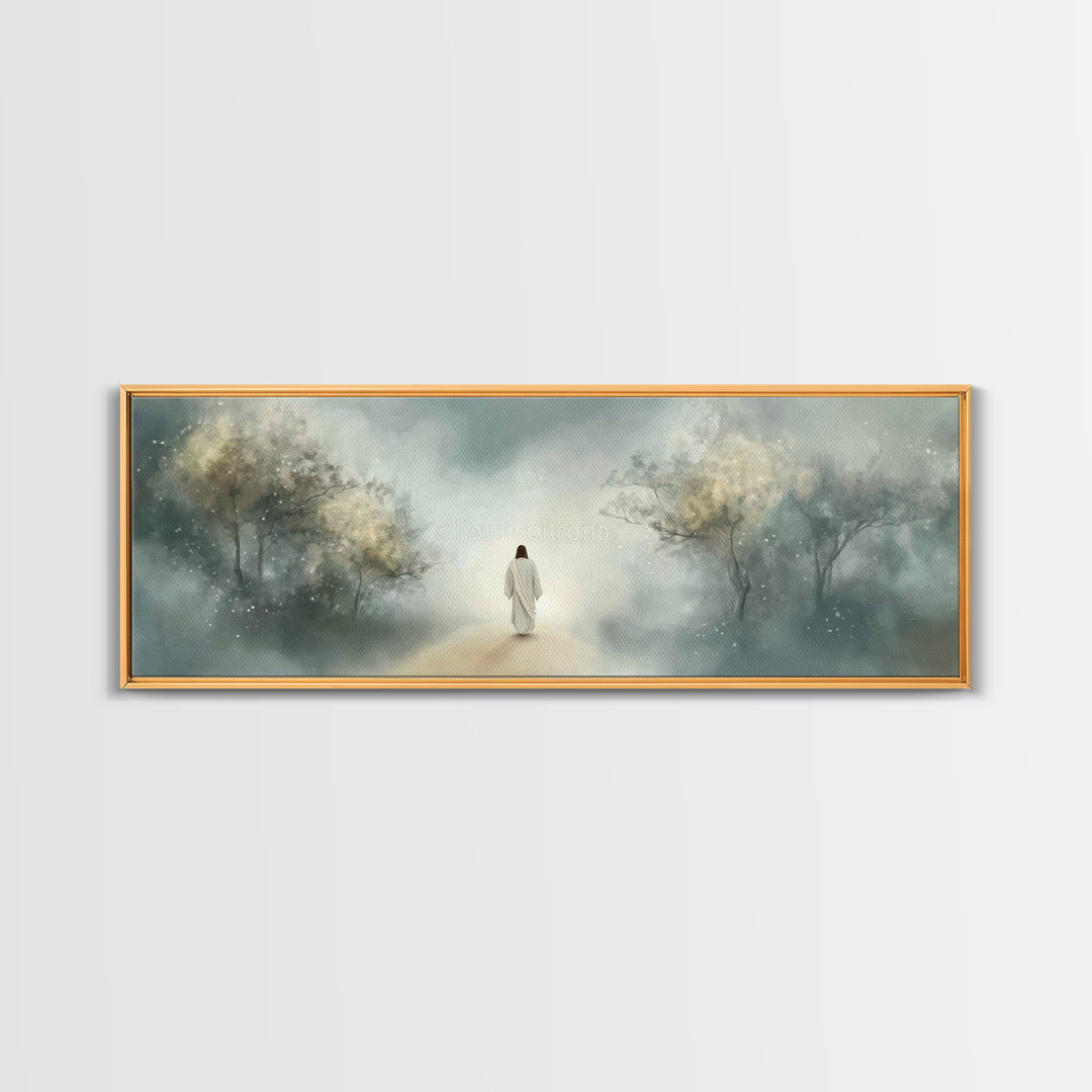 Path Of Gentle Light – Framed Canvas Print – Panoramic Art – Christian Wall Art – Jesus Painting – Christian Art Canvas – Modern Christian