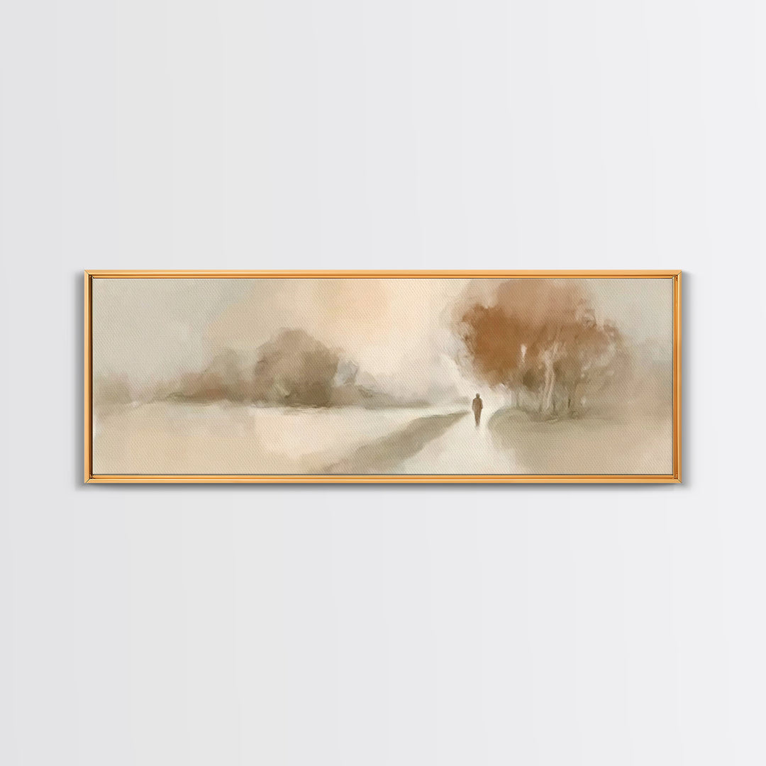 Walk Of Still Grace, Framed Canvas Print, Panoramic Painting, Christian Art Canvas, Jesus Painting, Christian Wall Art, Minimalist Christia
