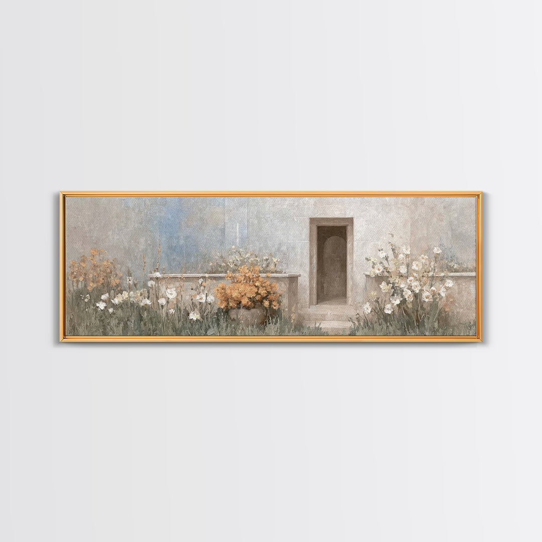 Radiant Stone Refuge – Framed Canvas Print – Christian Christmas Art – Panoramic Art – Christian Art Canvas – Jesus Painting – Christian Wa
