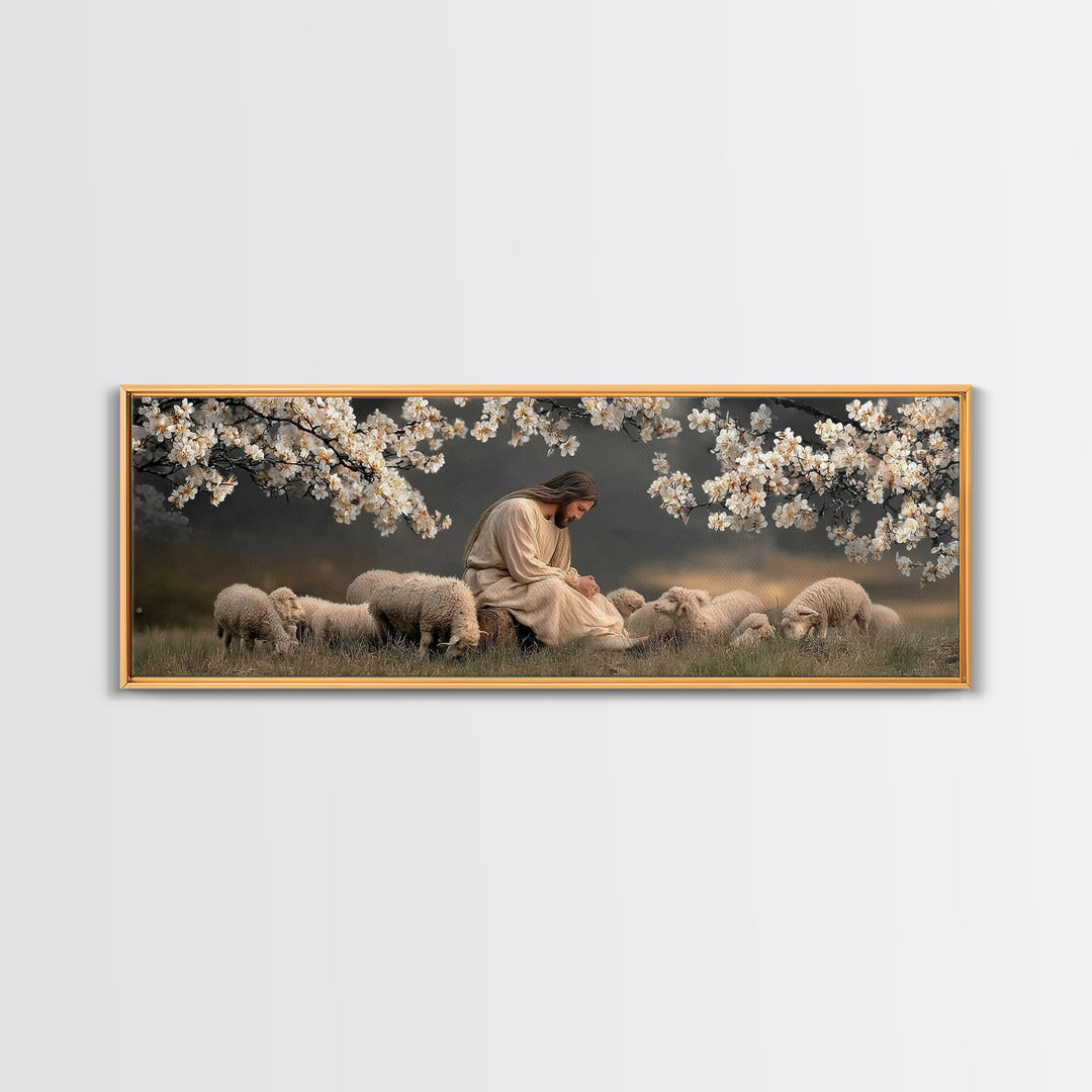 Stillness Of Grace | Framed Canvas Print | Panoramic Frame | Christian Wall Art | Christian Art Canvas | Christian Christmas Art | Jesus Pa