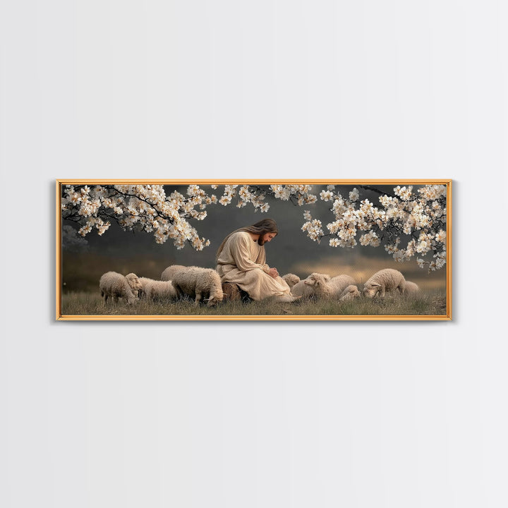 Stillness Of Grace | Framed Canvas Print | Panoramic Frame | Christian Wall Art | Christian Art Canvas | Christian Christmas Art | Jesus Pa