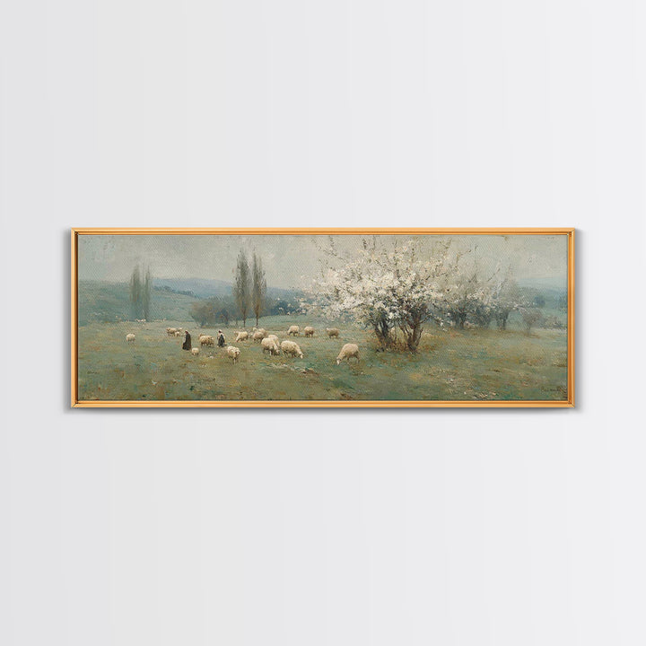 Pasture Of Grace – Framed Canvas Print – Panoramic Art – Christian Wall Art – Christian Art Canvas – Jesus Painting – Christian Christmas A