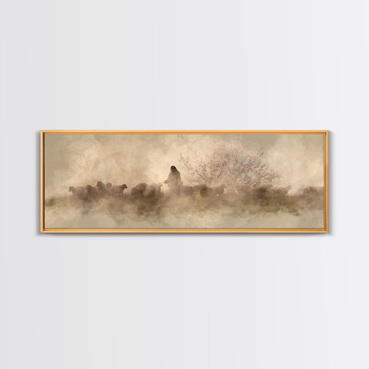Mist Of Mercy | Framed Canvas Print | Panoramic Painting | Christian Wall Art | Christian Art Canvas | Christian Christmas Art | Jesus Pain