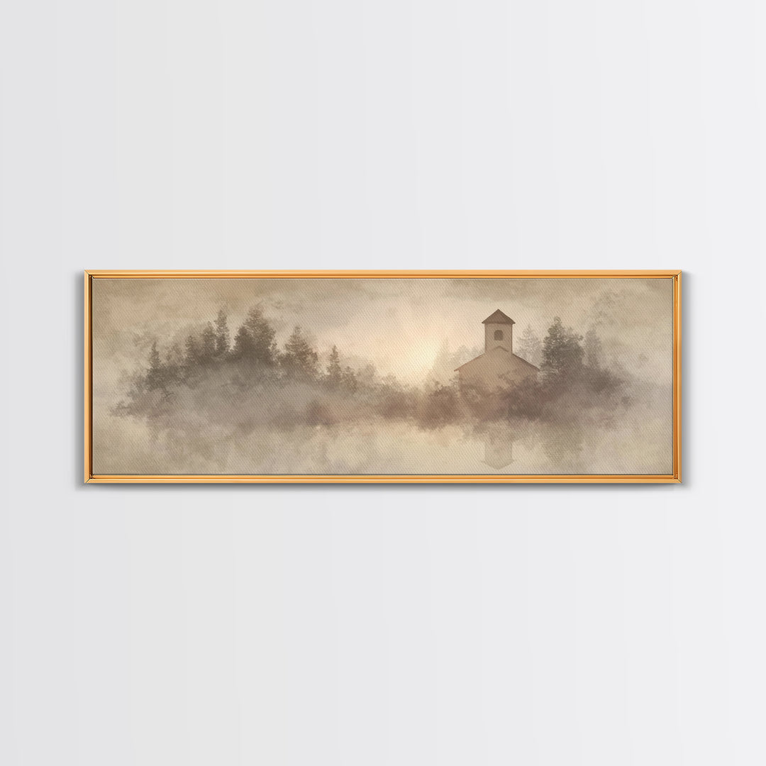 Sanctuary In Light – Framed Canvas Print – Panoramic Print – Christian Christmas Art – Christian Wall Art – Christian Art Canvas – Christia