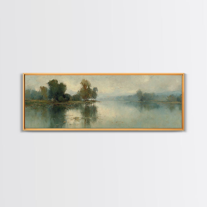 Riverland Peace Horizon | Framed Canvas Print | Christian Art Canvas | Panoramic Wall Art | Christian Painting | Christian Decor | Christma
