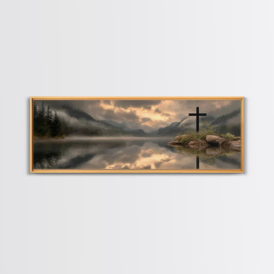 Dawn Of Mercy, Framed Canvas Print, Christian Wall Art, Panoramic Print, Christian Art Canvas, Jesus Painting, Christian Christmas Art