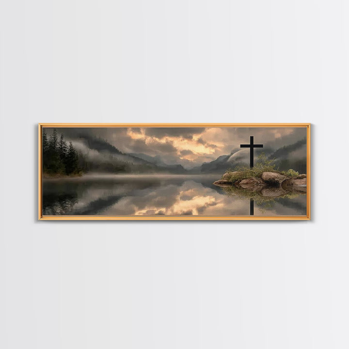 Dawn Of Mercy, Framed Canvas Print, Christian Wall Art, Panoramic Print, Christian Art Canvas, Jesus Painting, Christian Christmas Art
