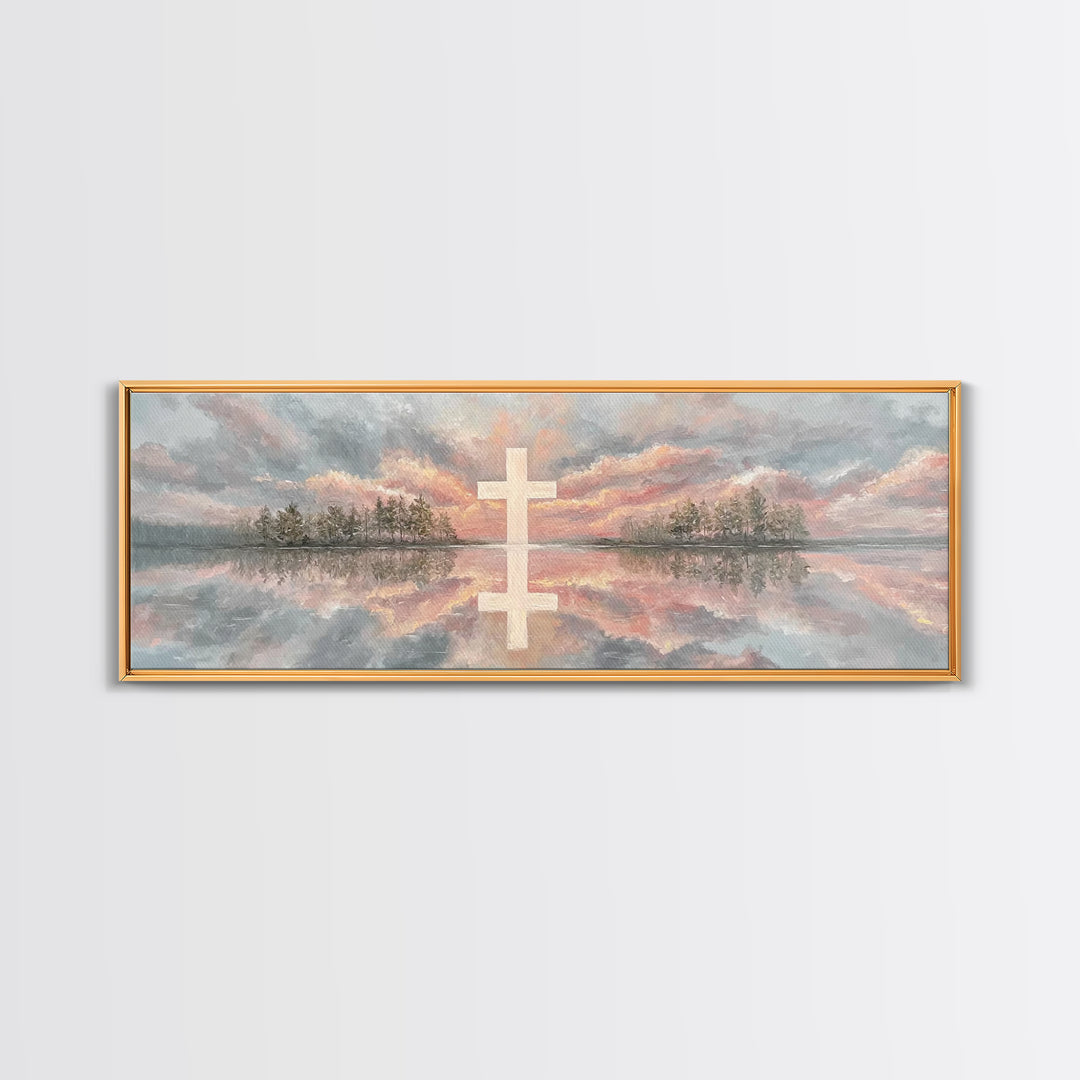 Heavenly Sky Promise – Framed Canvas Print – Christian Art Print – Panoramic Painting – Christian Wall Art – Christian Gift – Christmas Art