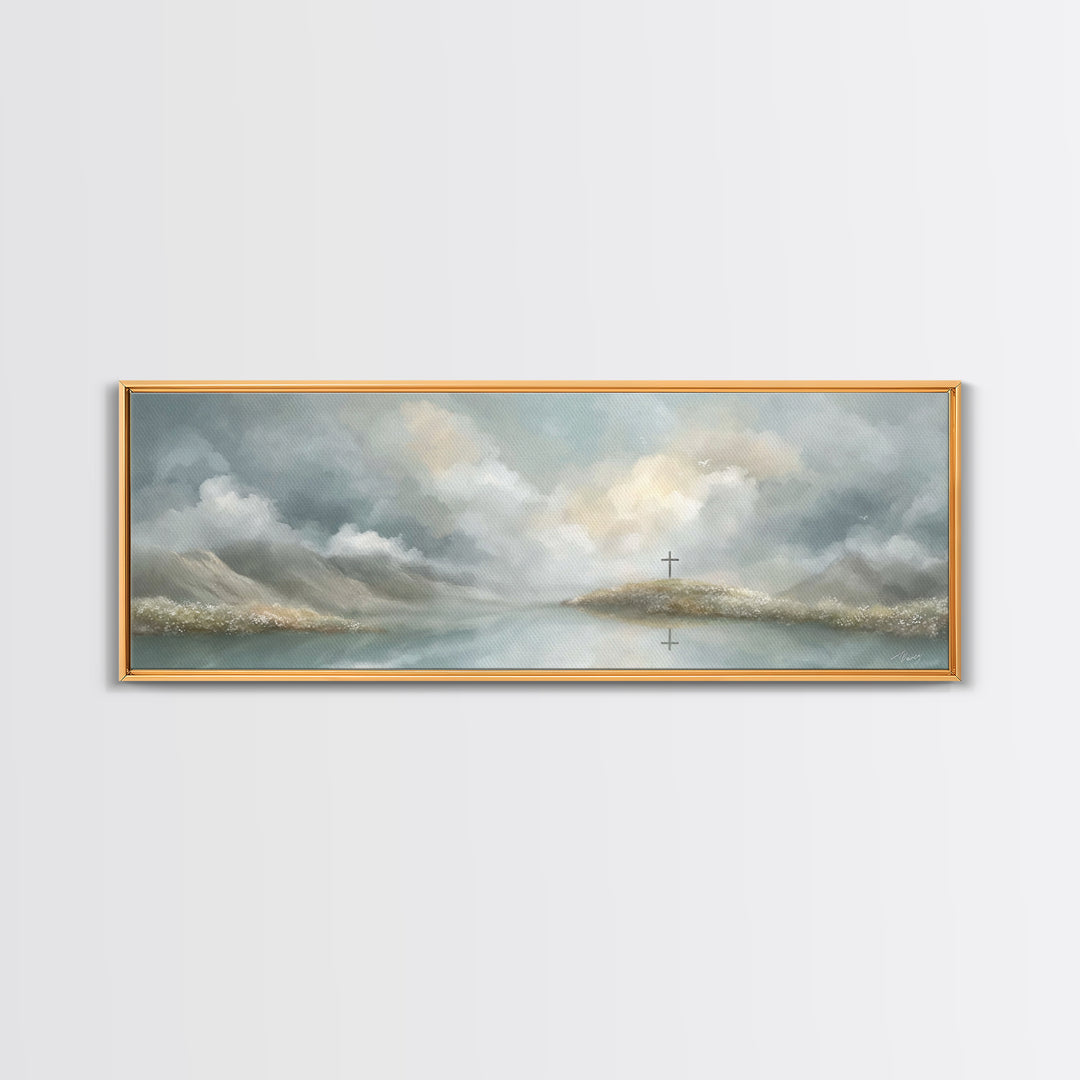 Light Of Redemption, Framed Canvas Print, Christian Painting, Panoramic Wall Art, Christian Art Canvas, Jesus Painting, Christian Decor