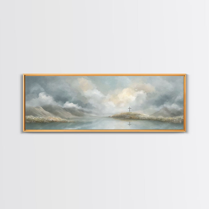 Light Of Redemption, Framed Canvas Print, Christian Painting, Panoramic Wall Art, Christian Art Canvas, Jesus Painting, Christian Decor