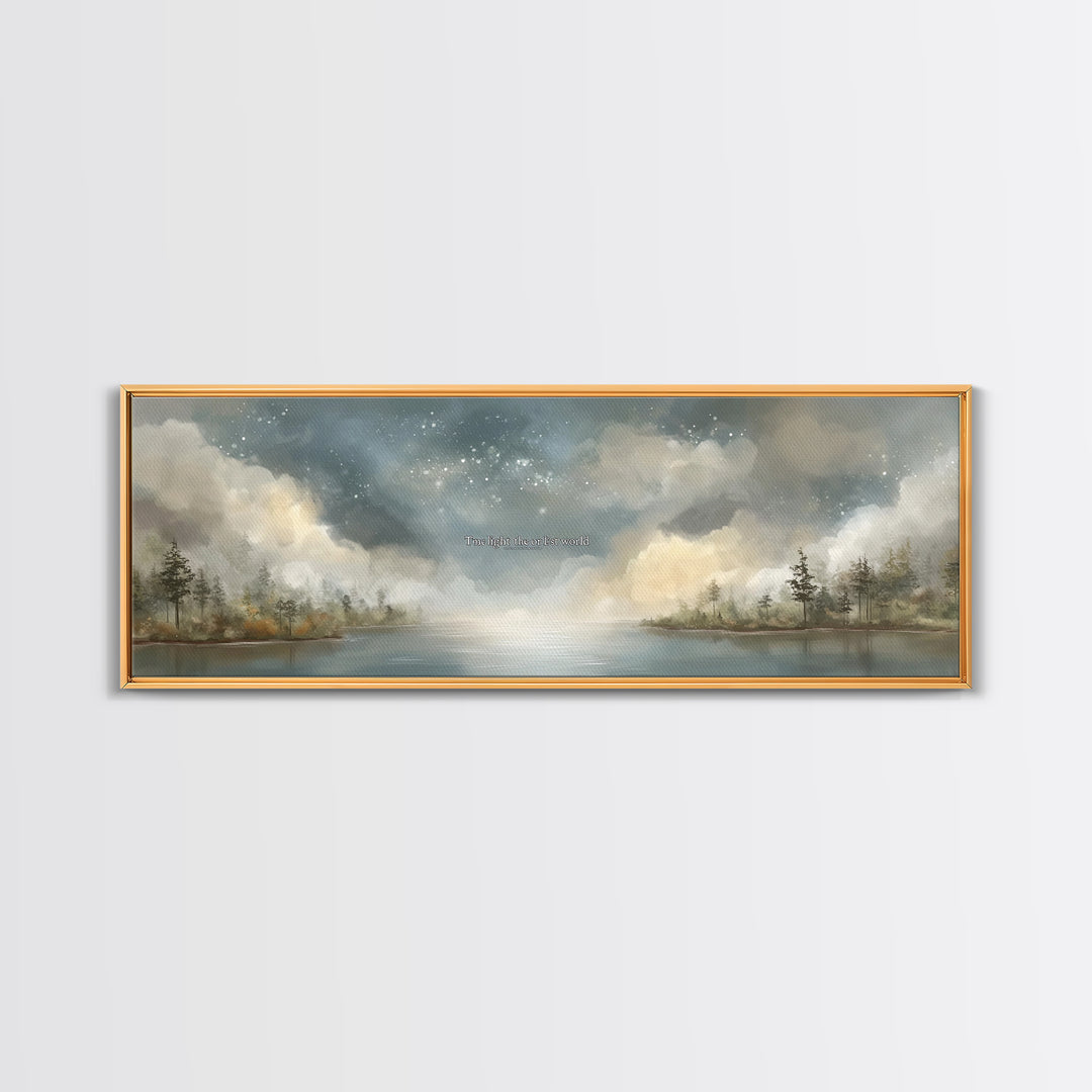 Heaven’s Quiet Light | Framed Canvas Print | Christian Art Work | Panoramic Wall Art | Christian Art Canvas | Christian Decor | Christmas A