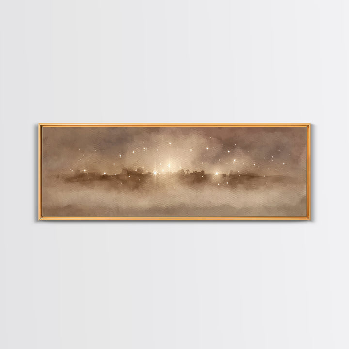 City Of Holy Light – Framed Canvas Print – Christian Art – Panoramic Frame – Christmas Art – Christian Christmas Art – Christian Art Canvas