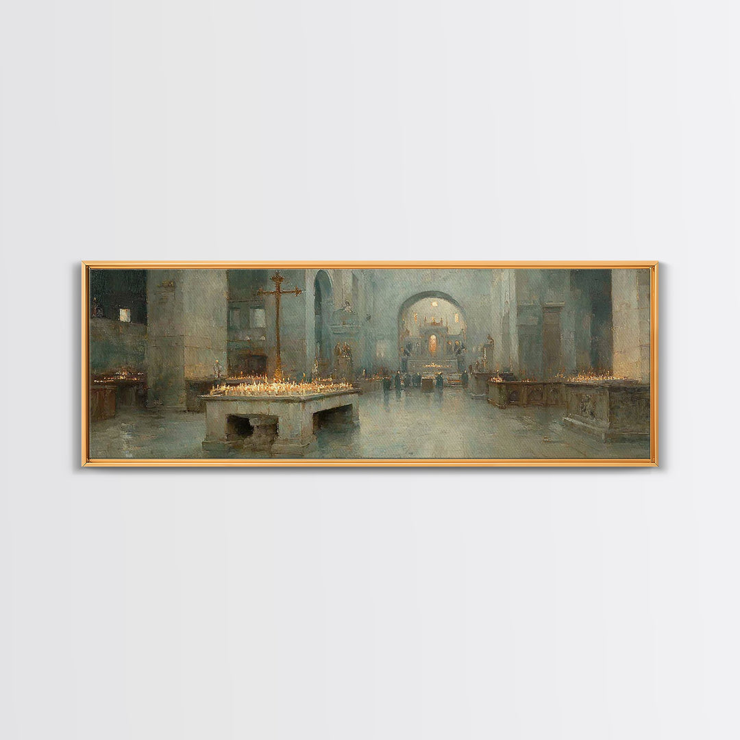 Silent Chapel Peace – Framed Canvas Print – Christian Art Canvas – Panoramic Wall Art – Christmas Art – Christian Wall Art – Christian Gift