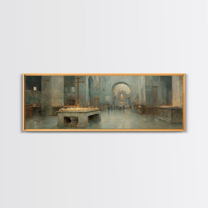 Silent Chapel Peace – Framed Canvas Print – Christian Art Canvas – Panoramic Wall Art – Christmas Art – Christian Wall Art – Christian Gift
