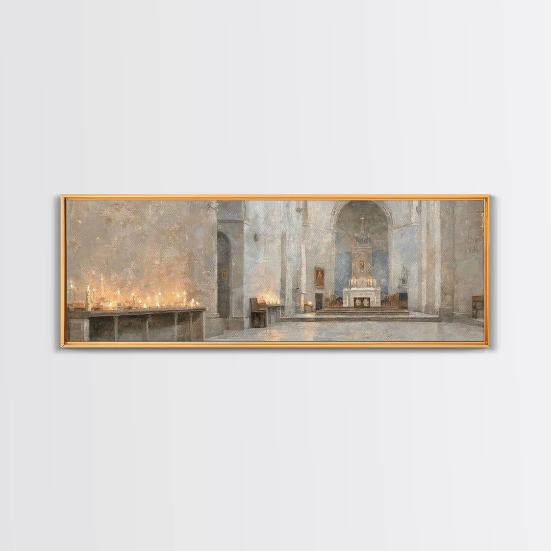 Holy Quiet Evening | Framed Canvas Print | Christian Art Canvas | Panoramic Frame | Christmas Art | Christian Wall Art | Christian Decor