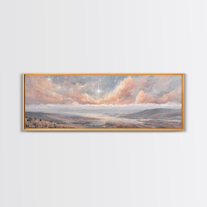 The Guiding Star – Framed Canvas Print – Christian Wall Art – Panoramic Art – Christian Art Canvas – Christmas Art – Christian Decor