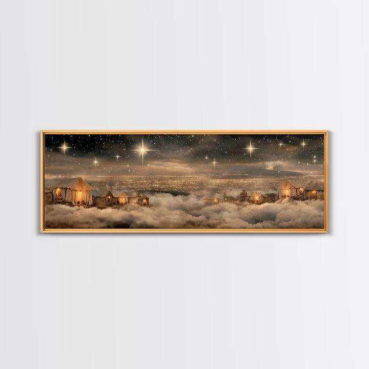 Holy Night Sky, Framed Canvas Print, Christian Art Canvas, Panoramic Painting, Christmas Wall Art, Christian Gift Ideas, Modern Christian A