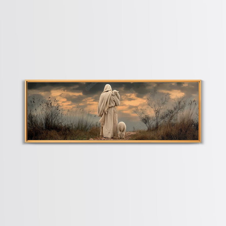 Shepherds Of Dawn – Framed Canvas Print – Christian Wall Art – Jesus Painting – Panoramic Art – Christian Art Canvas – Christian Christmas